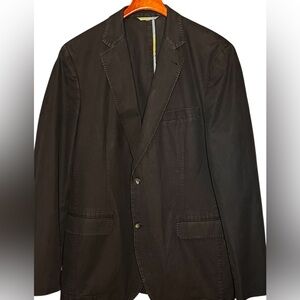 KROON BLUE & BLACK SM CHECK COTTON 2 BUTTON DOUBLE VENT BLAZER JACKET 42 L